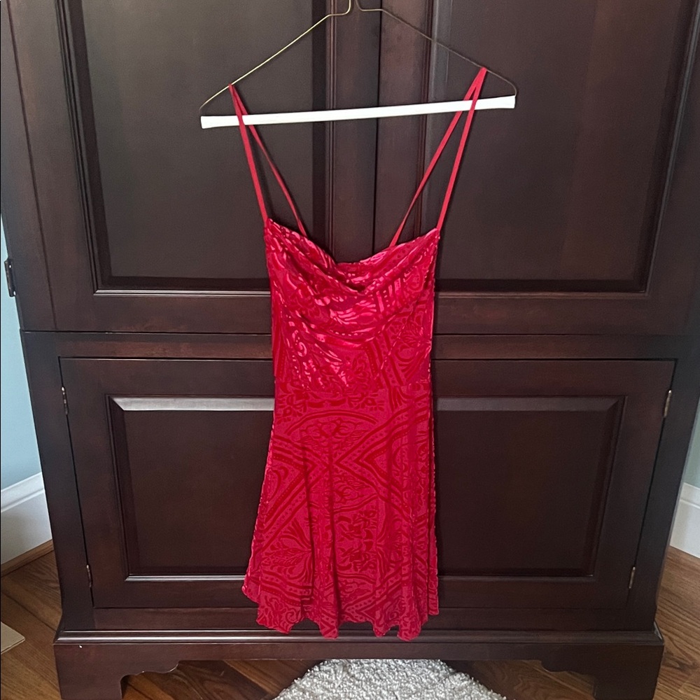 Red Spaghetti Strap Dress, xs